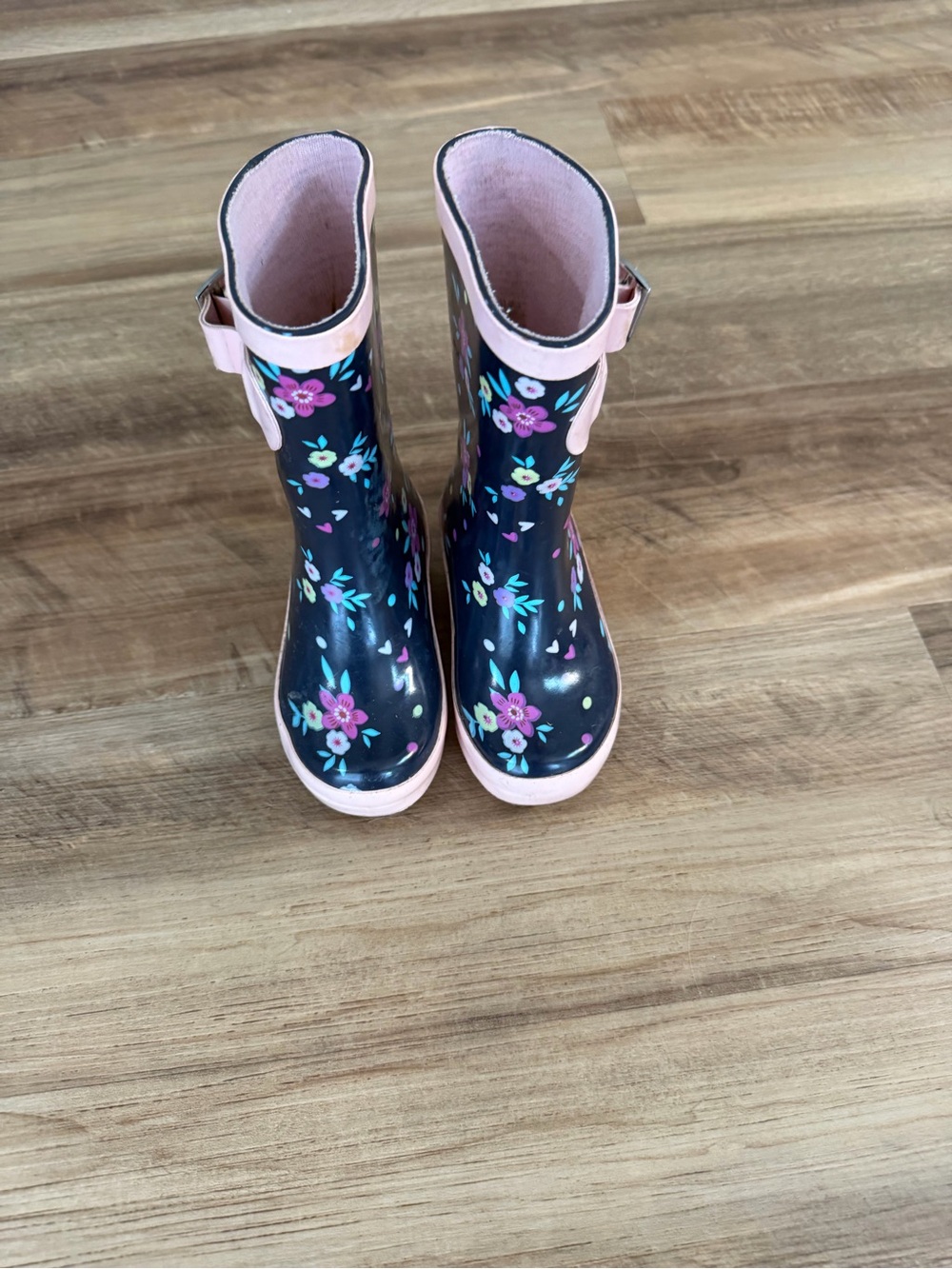Kids Floral Rain Boots - Pink Accents